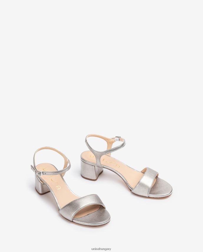 Unisa fém hatású bőr szandál széles sarokkal nők J4PJX0368 kecses