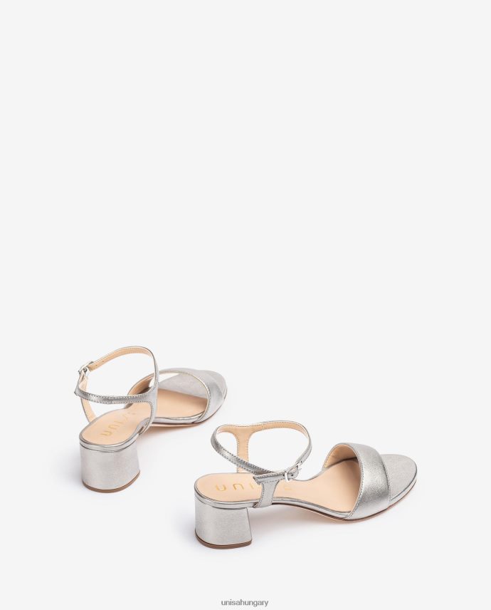 Unisa fém hatású bőr szandál széles sarokkal nők J4PJX0368 kecses