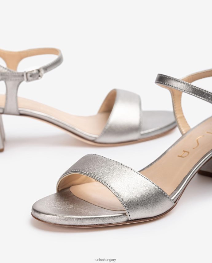 Unisa fém hatású bőr szandál széles sarokkal nők J4PJX0368 kecses