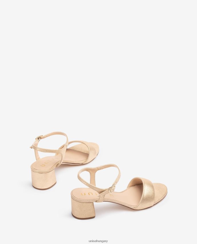 Unisa fém hatású velúr szandál széles sarokkal nők J4PJX0372 divat