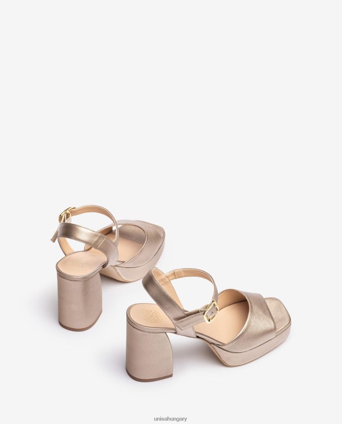 Unisa fémes bőr hatású szandál széles sarokkal nők J4PJX01 bronz