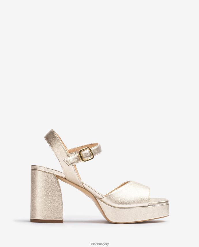 Unisa fémes bőr hatású szandál széles sarokkal nők J4PJX02 Arany