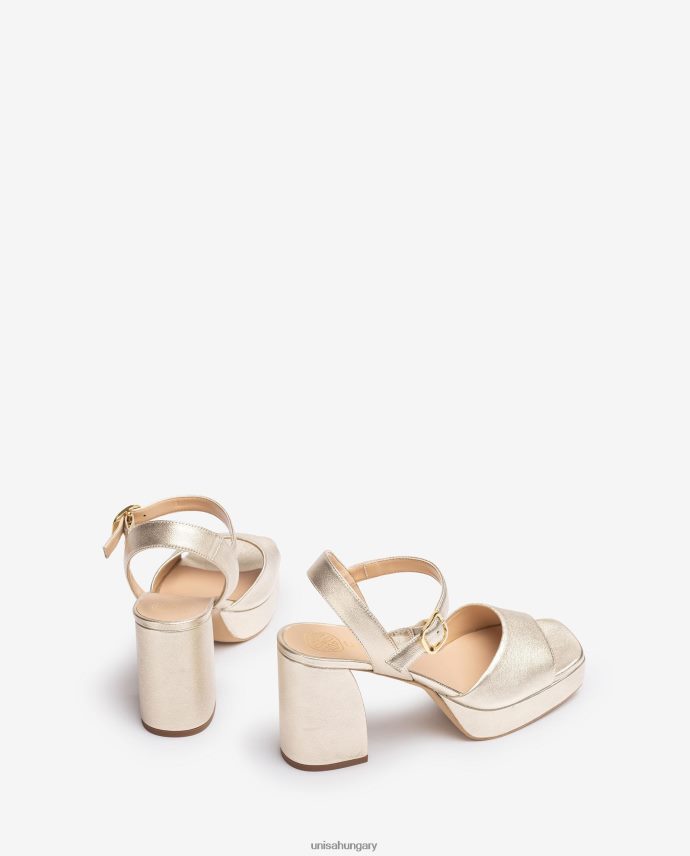Unisa fémes bőr hatású szandál széles sarokkal nők J4PJX02 Arany