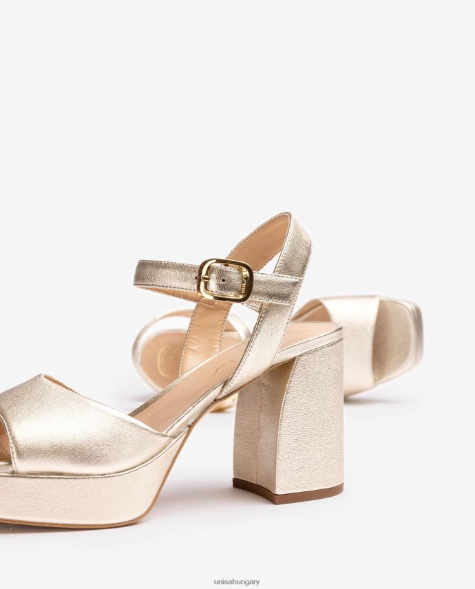 Unisa fémes bőr hatású szandál széles sarokkal nők J4PJX02 Arany