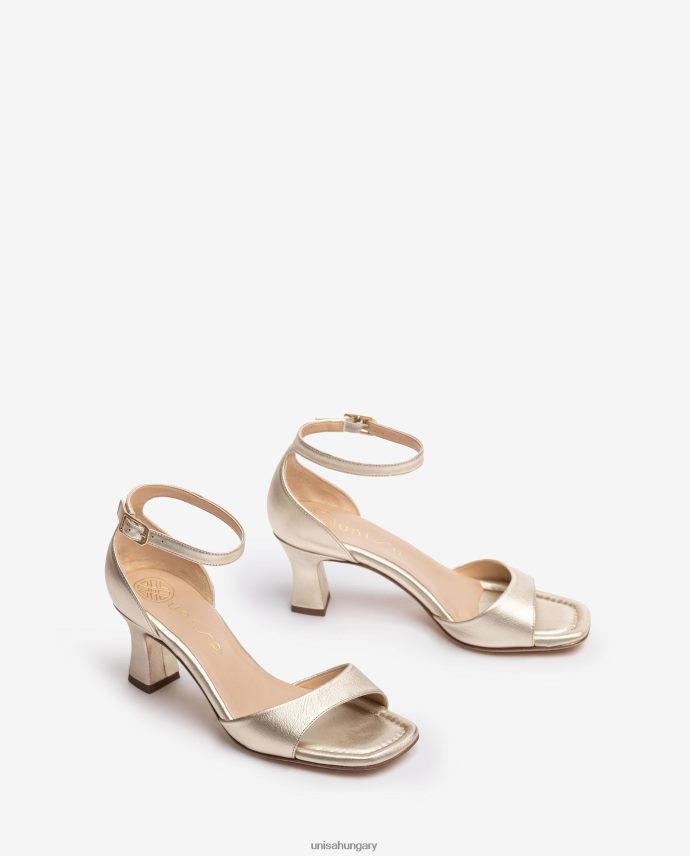 Unisa fémes hatású bőr szandál közepes sarokkal nők J4PJX0197 kecses