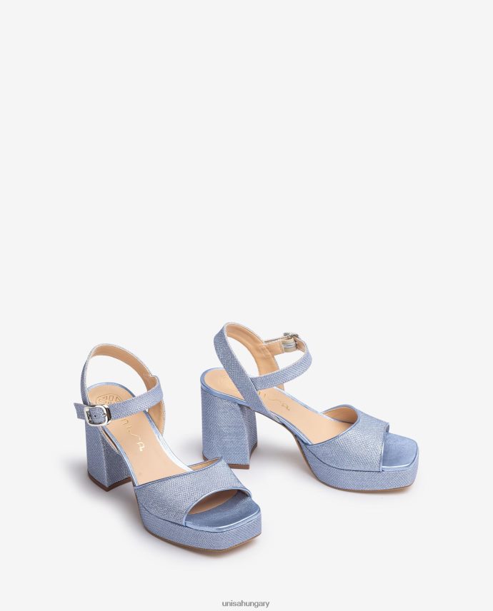Unisa fényes anyagból készült szandál széles sarokkal nők J4PJX0222 kék