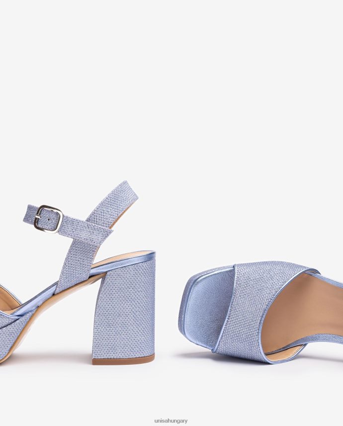Unisa fényes anyagból készült szandál széles sarokkal nők J4PJX0222 kék
