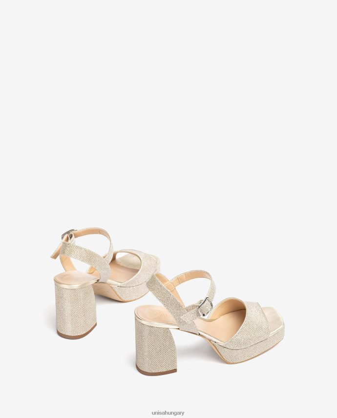 Unisa fényes anyagból készült szandál széles sarokkal nők J4PJX0223 Arany