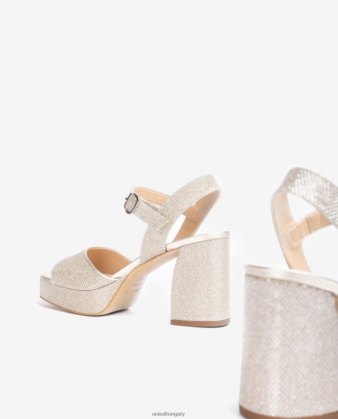 Unisa fényes anyagból készült szandál széles sarokkal nők J4PJX0223 Arany