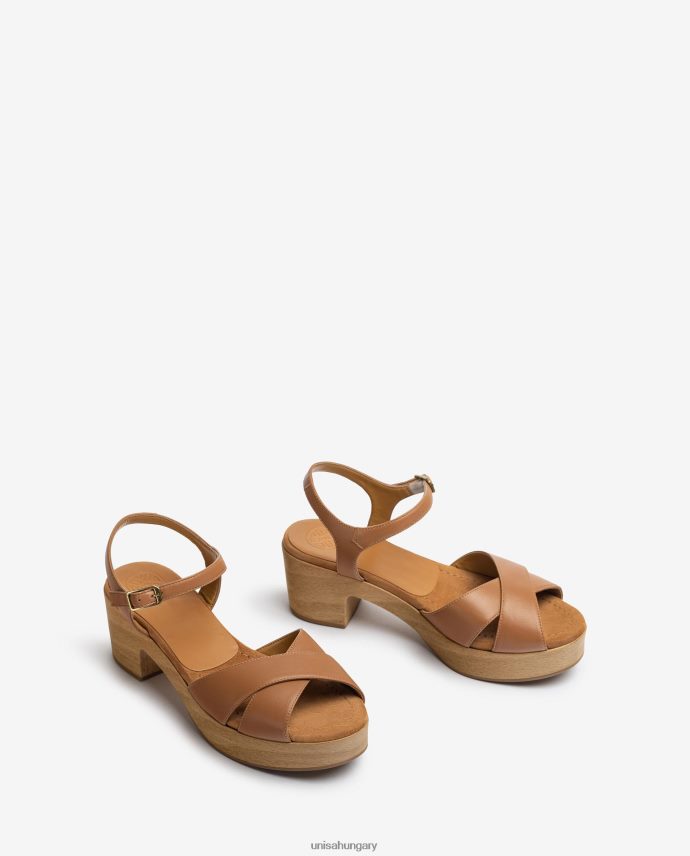 Unisa közepes magas sarkú bőr szandál nők J4PJX0403 barna