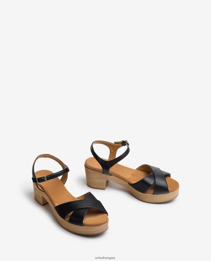 Unisa közepes magas sarkú bőr szandál nők J4PJX0404 fekete