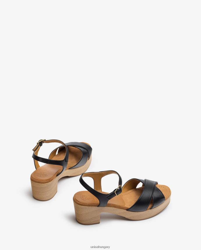 Unisa közepes magas sarkú bőr szandál nők J4PJX0404 fekete