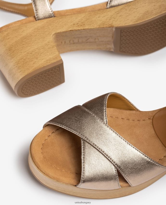 Unisa közepes magas sarkú bőr szandál nők J4PJX0418 bronz