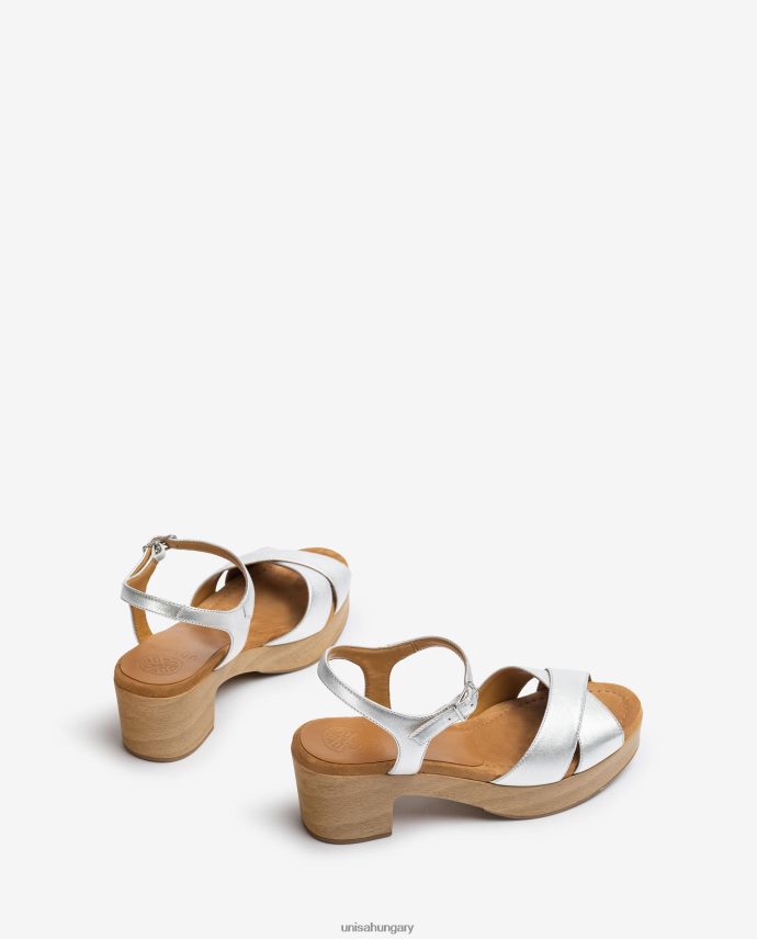Unisa közepes magas sarkú bőr szandál nők J4PJX0420 ezüst