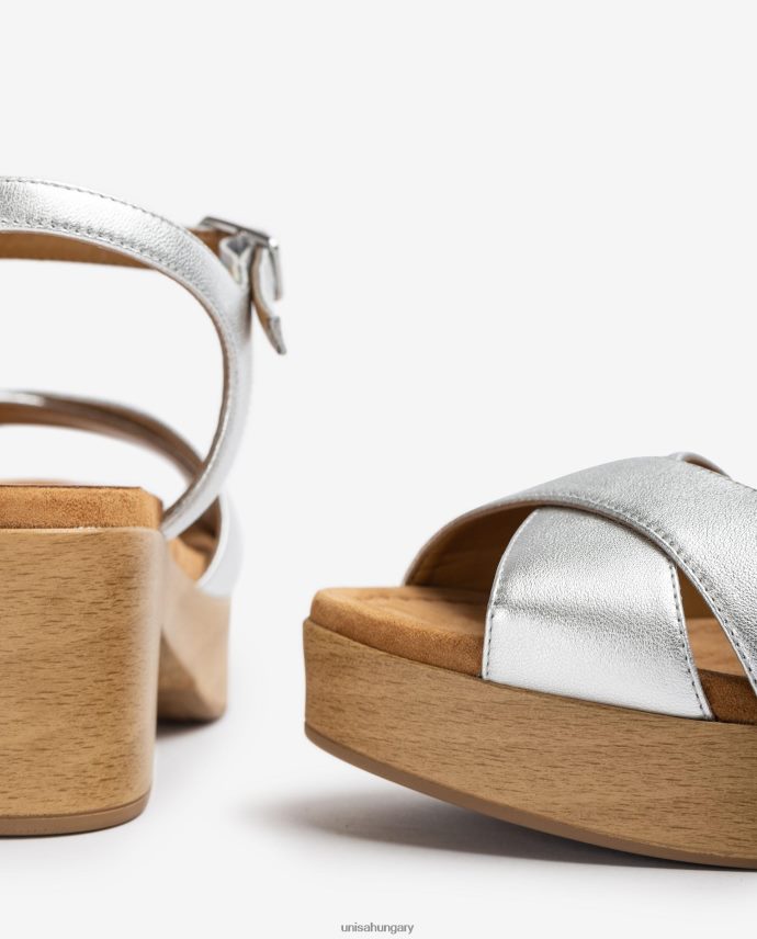 Unisa közepes magas sarkú bőr szandál nők J4PJX0420 ezüst