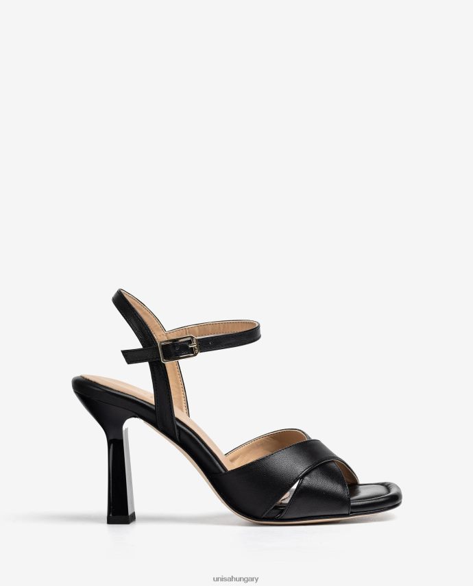 Unisa keresztezett bőrpántos szandál nők J4PJX0338 fekete