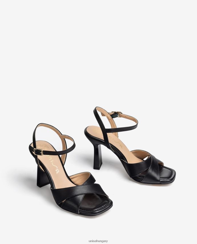 Unisa keresztezett bőrpántos szandál nők J4PJX0338 fekete