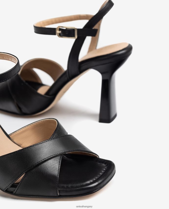 Unisa keresztezett bőrpántos szandál nők J4PJX0338 fekete