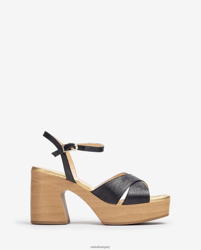 Unisa raffia szandál tömbsarokkal nők J4PJX071 fekete