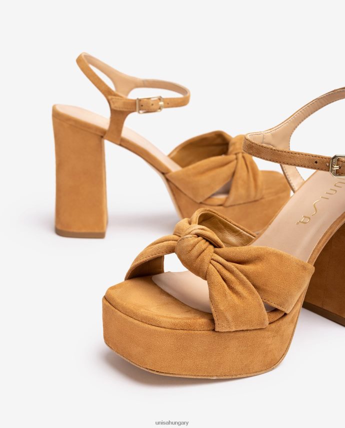 Unisa szögletes orrú szandál csomóval az elején nők J4PJX051 barna