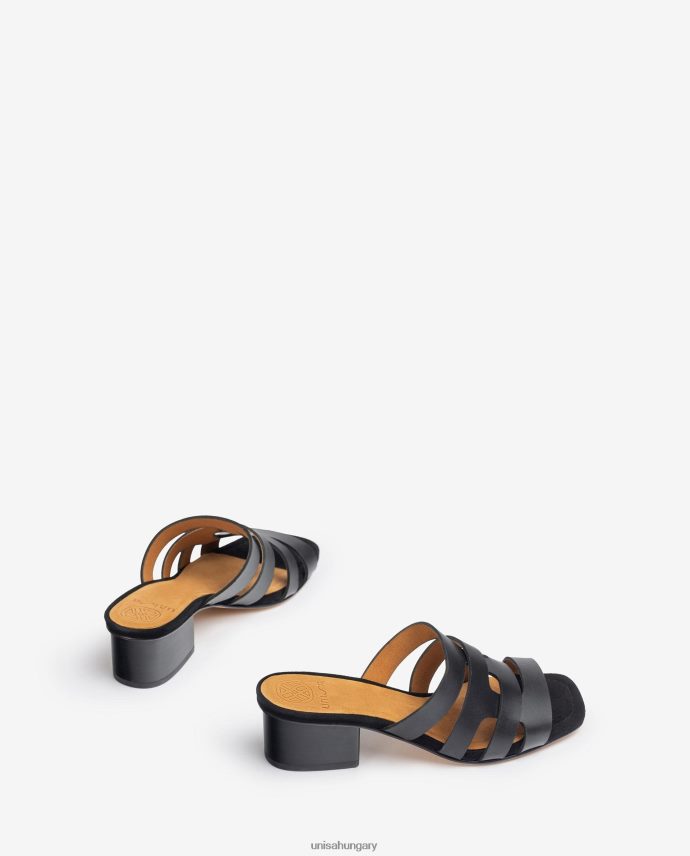 Unisa széles vámpír szandál dekoratív perforációkkal nők J4PJX0303 fekete