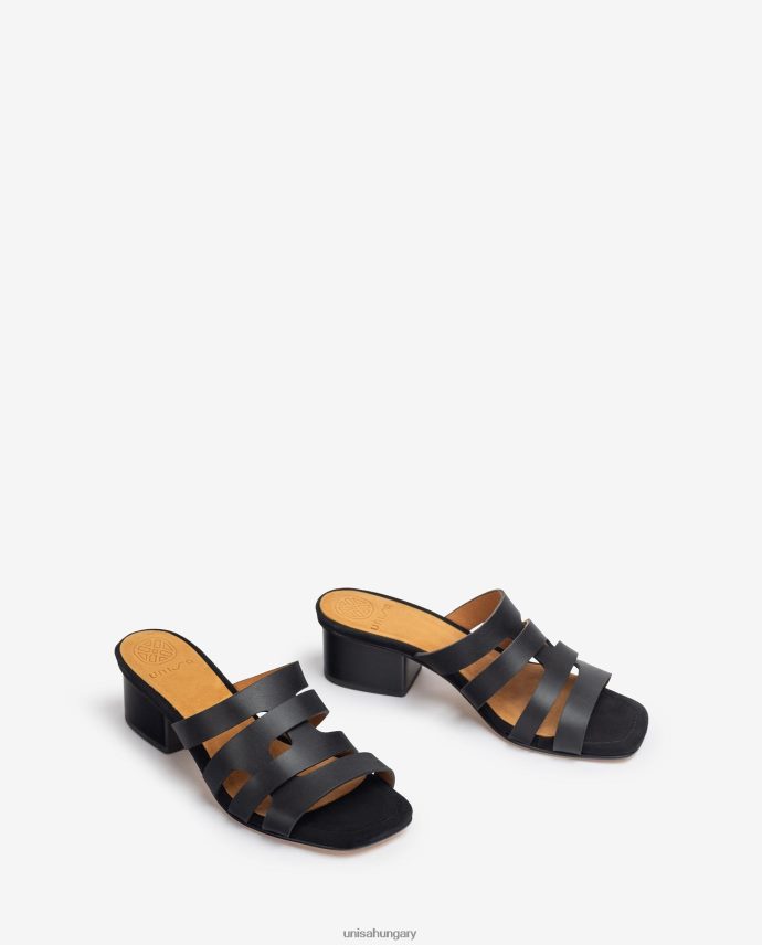 Unisa széles vámpír szandál dekoratív perforációkkal nők J4PJX0303 fekete