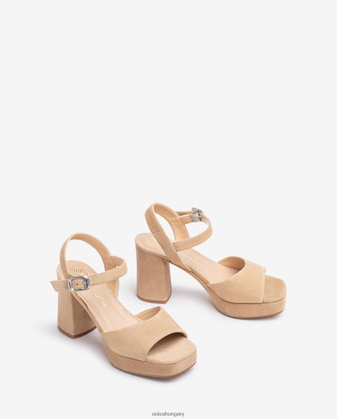 Unisa velúr szandál széles sarokkal nők J4PJX0413 bézs