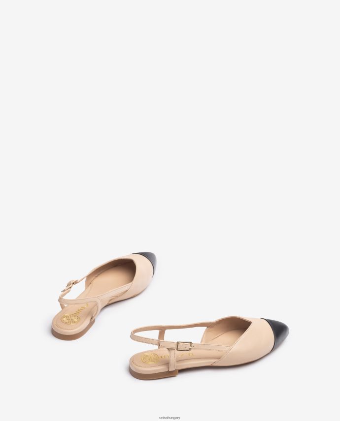 Unisa kéttónusú lapos hevederes hátsó cipő nők J4PJX0493 bézs