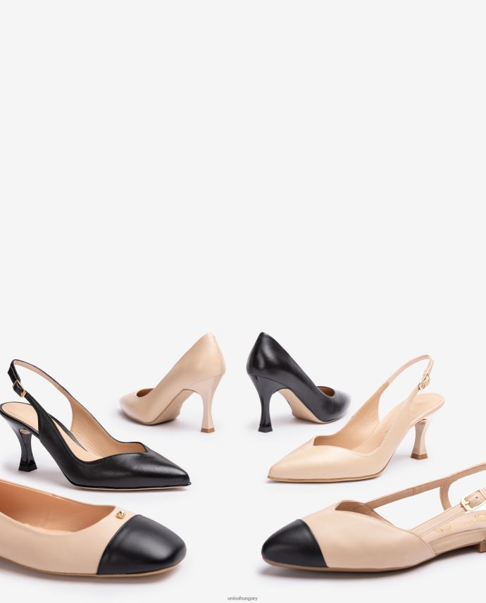 Unisa kéttónusú lapos hevederes hátsó cipő nők J4PJX0493 bézs