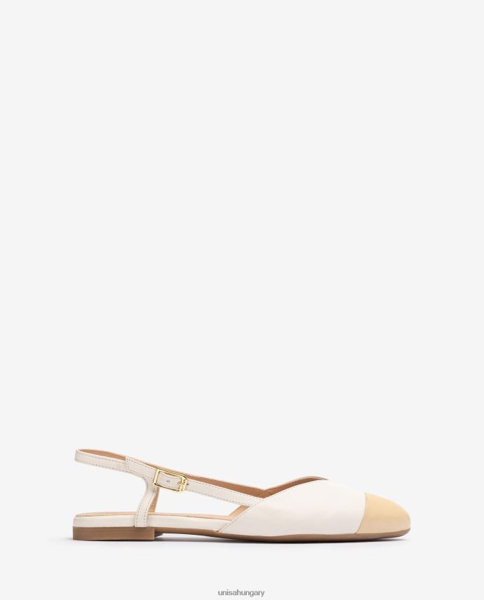 Unisa kéttónusú lapos hevederes hátsó cipő nők J4PJX0494 fehér