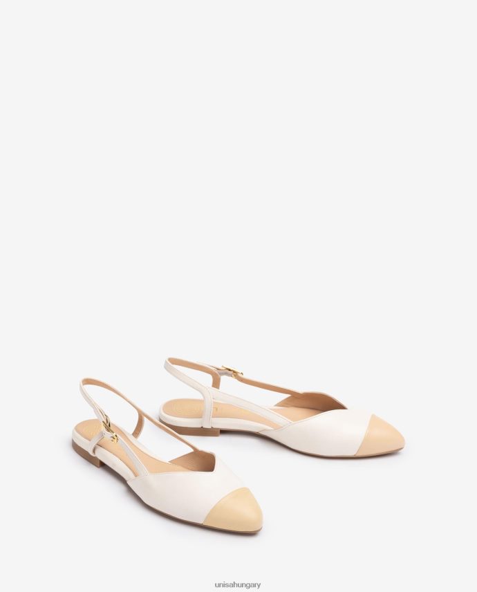 Unisa kéttónusú lapos hevederes hátsó cipő nők J4PJX0494 fehér