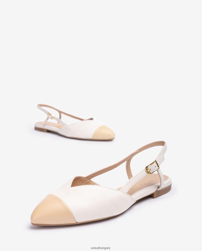 Unisa kéttónusú lapos hevederes hátsó cipő nők J4PJX0494 fehér