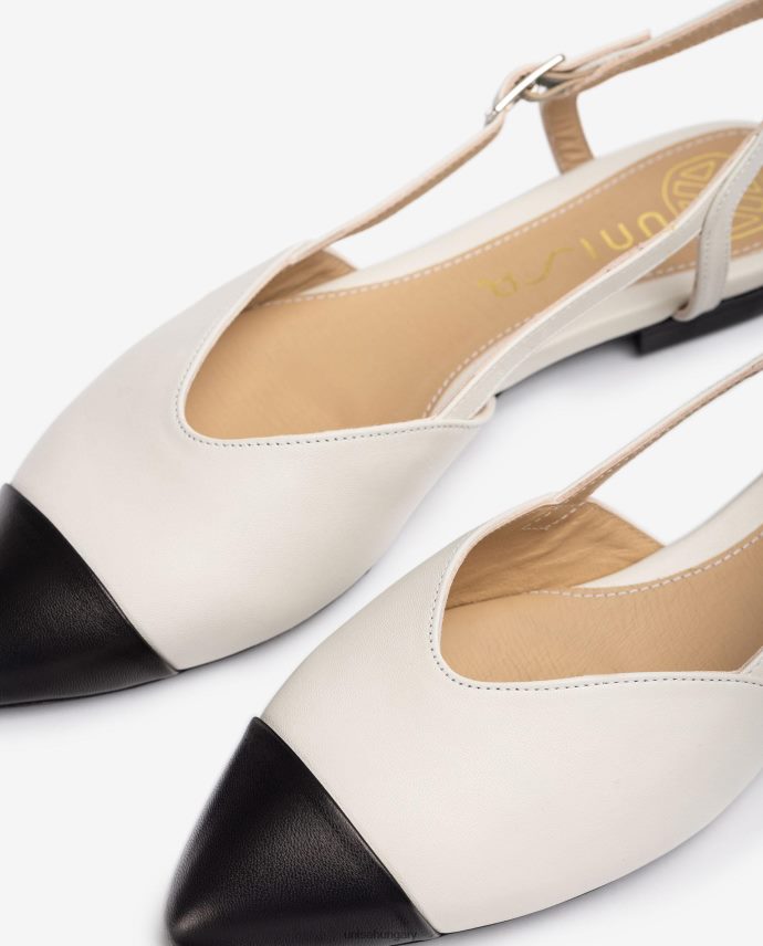 Unisa kéttónusú lapos slingback cipő nők J4PJX0542 fehér