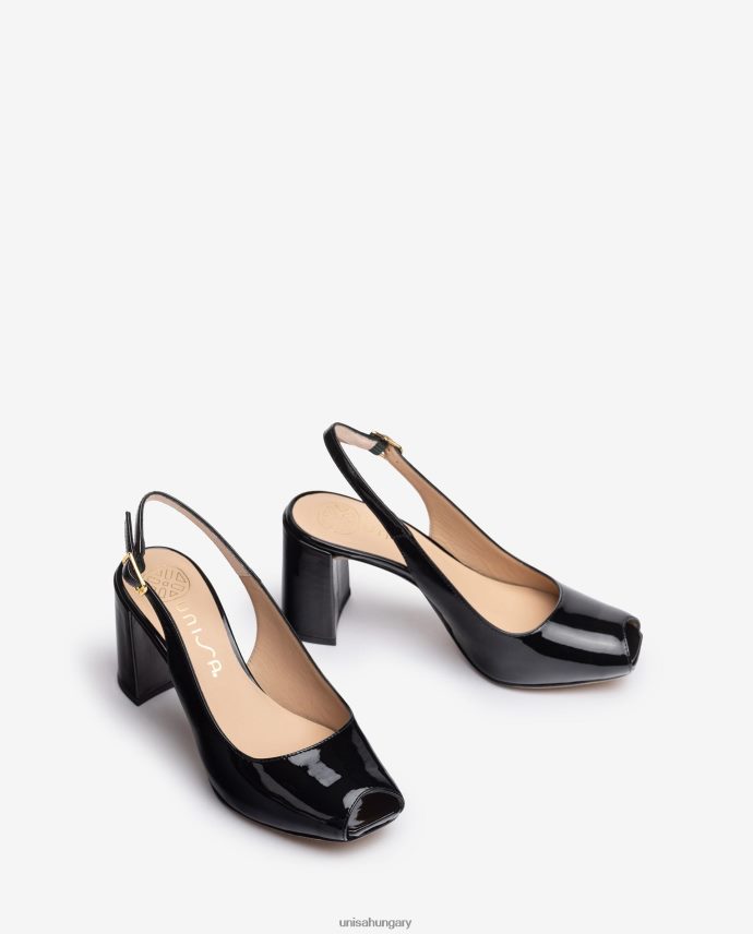 Unisa szögletes peep toe heveder vissza nők J4PJX0524 fekete
