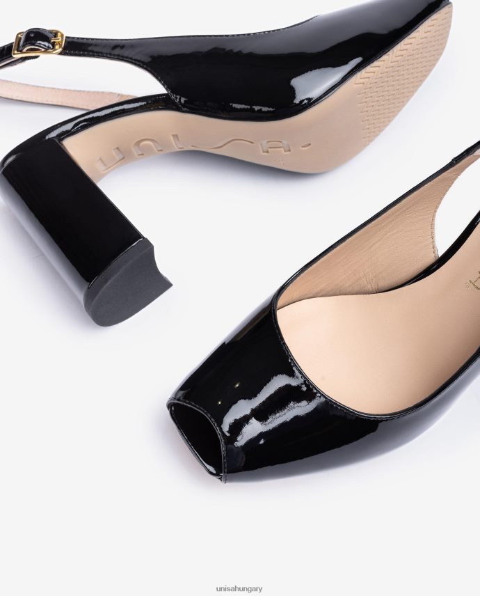 Unisa szögletes peep toe heveder vissza nők J4PJX0524 fekete