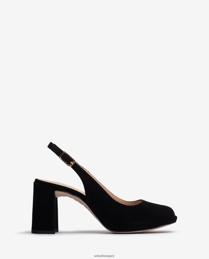 Unisa szögletes peep toe heveder vissza nők J4PJX0525 fekete