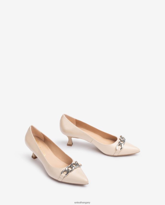 Unisa bőr pumpa lánccal nők J4PJX0583 bézs