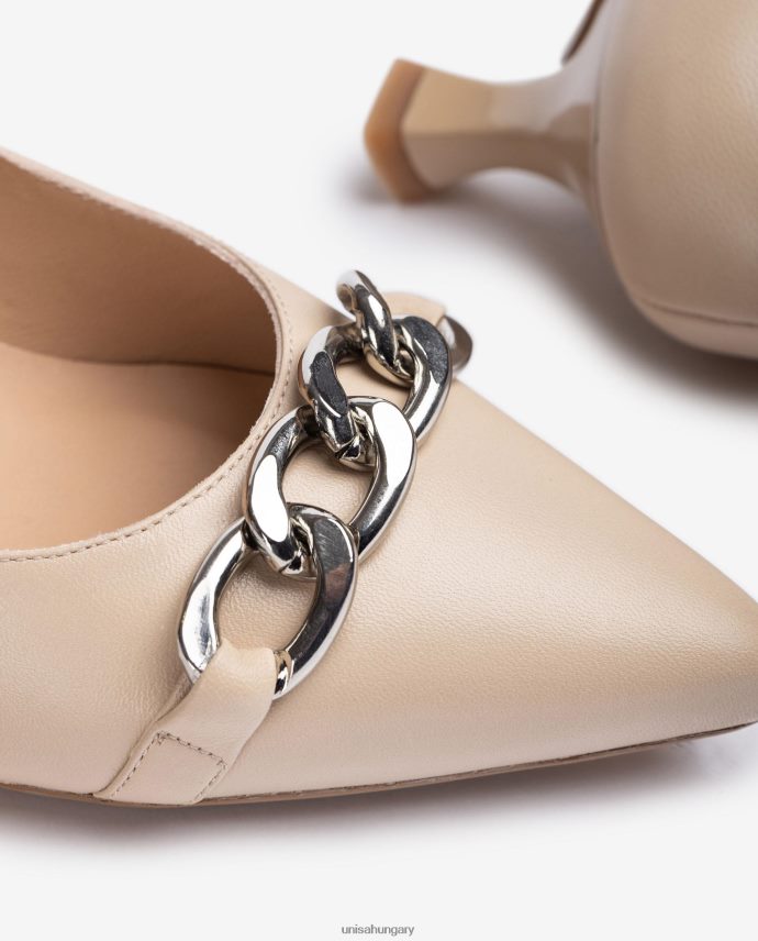 Unisa bőr pumpa lánccal nők J4PJX0583 bézs