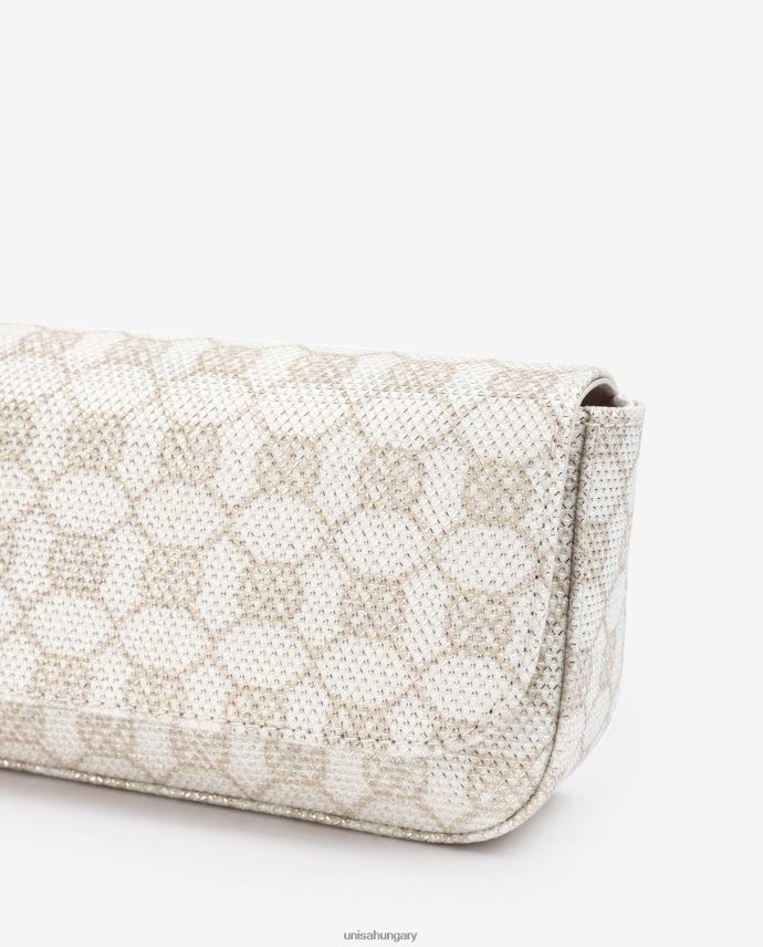 Unisa fényes anyagból készült monogramos parti kézitáska nők J4PJX01210 fehér