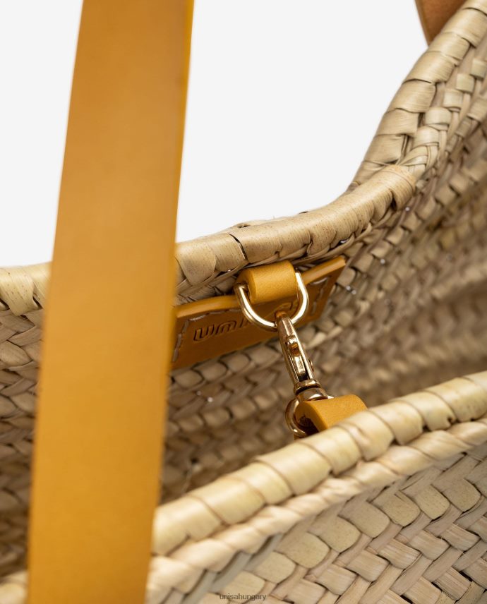 Unisa közepesen fonott kosár bőr fogantyúval és logóval nők J4PJX01097 sárga