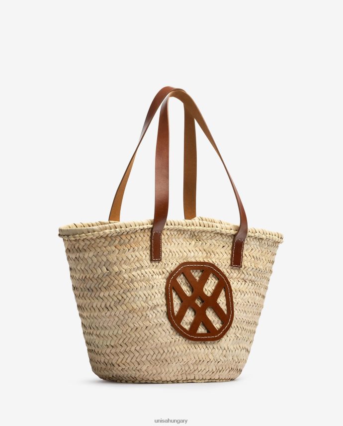 Unisa közepesen fonott kosár bőr fogantyúval és logóval nők J4PJX01098 barna