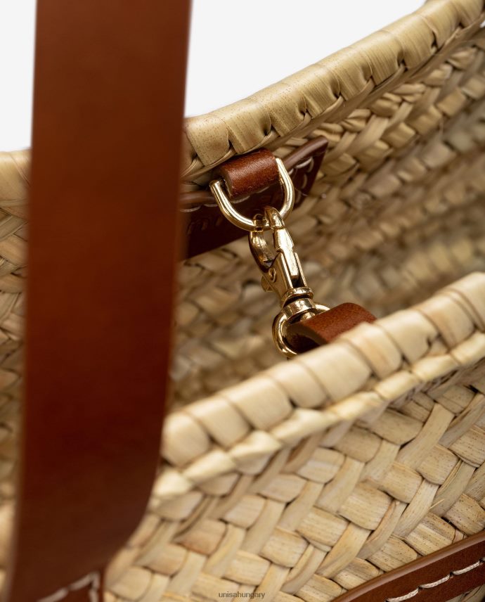 Unisa közepesen fonott kosár bőr fogantyúval és logóval nők J4PJX01098 barna