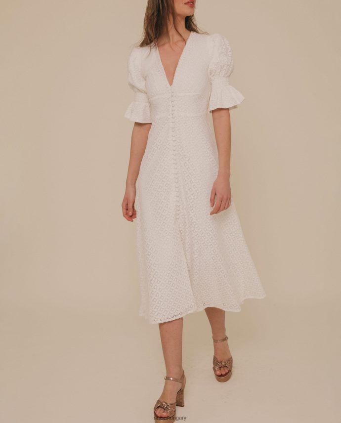 Unisa árnyalt fazonú csipke midi ruha nők J4PJX01245 fehér